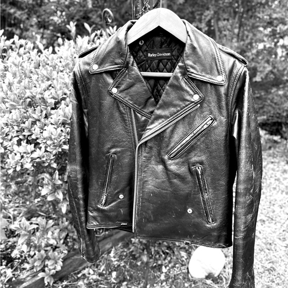Vintage Harley Davidson black leather motorcycle jacket mens 42 - Picture 2 of 10